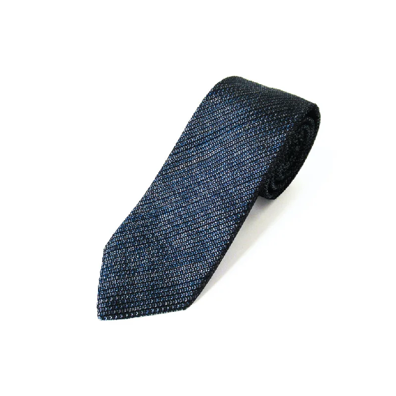 classic silk wedding necktie combinations for men-Kasuri Mix Thai Tie (Navy x White)