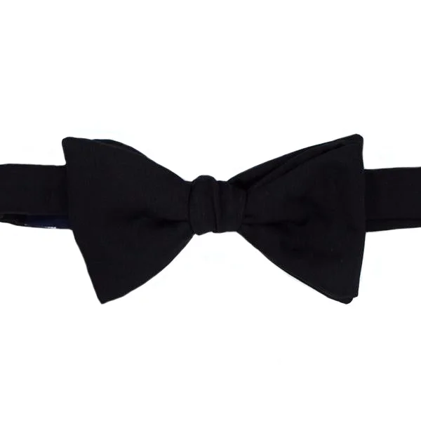 designer silk necktie combinations for weddings-Black Silk Satin Pre-Tied Bow Tie