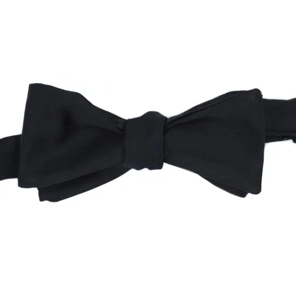 vibrant silk necktie options for formal events-Black Silk Satin Self-Tie Bow Tie