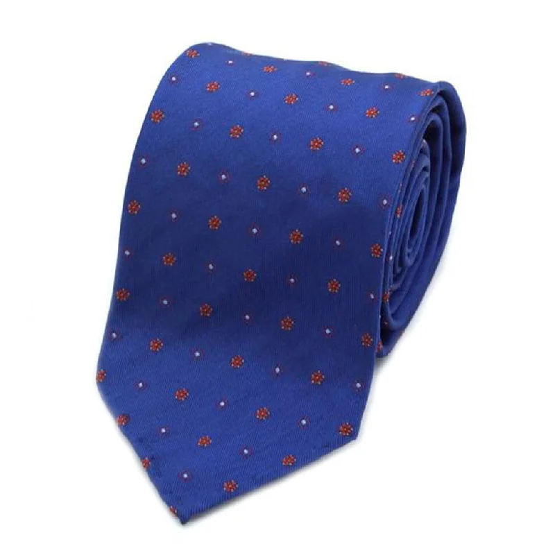 best silk necktie designs for business wear-Blue and Red Floral Patterned Silk Tie