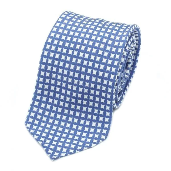 designer silk necktie sets for weddings-Blue Geometric Silk Tie