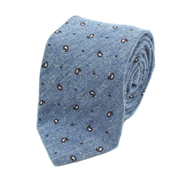 stylish silk wedding necktie colors-Kevin Seah Blue Paisley Silk Wool Tie