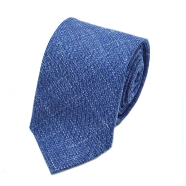 classic silk necktie colors for wedding events-Blue Silk Linen Tie