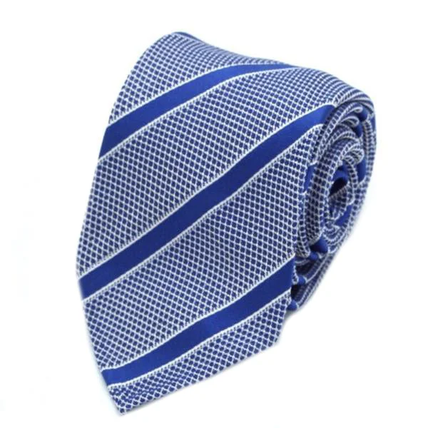 vibrant silk necktie styles for office wear-Blue Striped Silk Tie