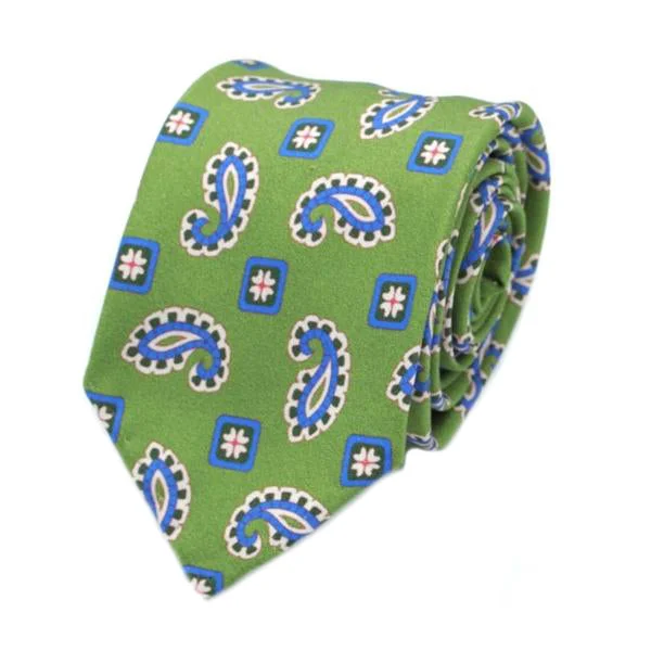 silk necktie designs for corporate events-Green Paisley Silk Tie