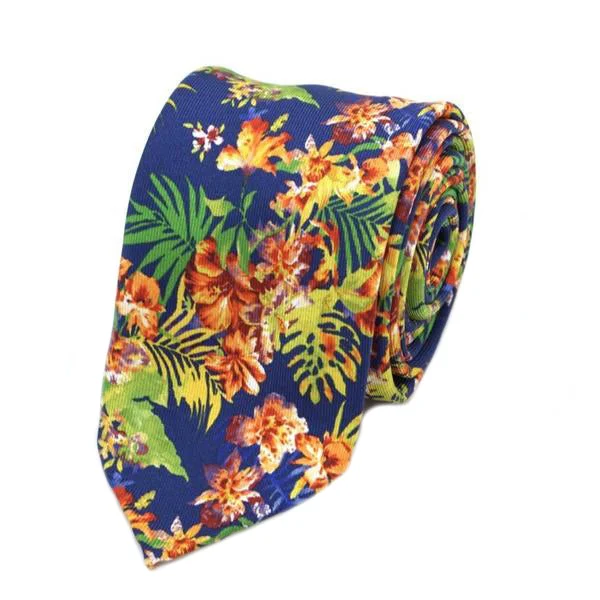 affordable silk necktie colors for business wear-Navy Floral Silk Tie