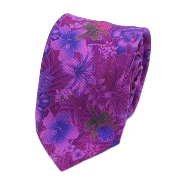 premium silk ties for corporate wear-Purple Floral Silk Tie