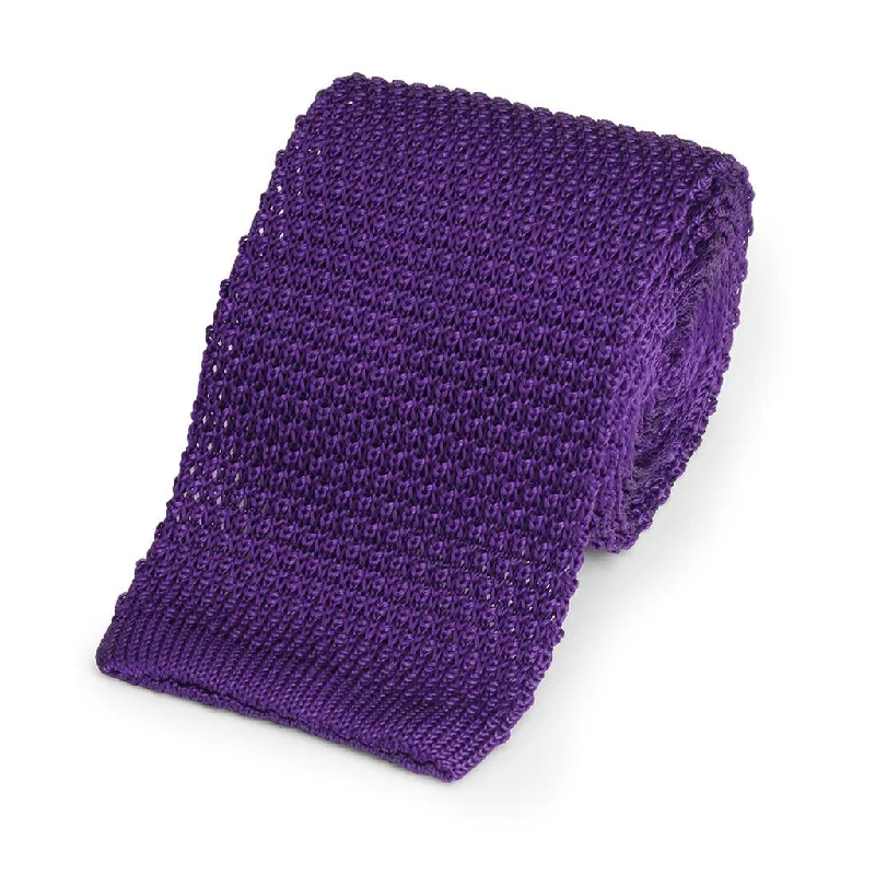 luxury silk necktie ideas for wedding celebrations-KNITTED SILK TIE IN PURPLE