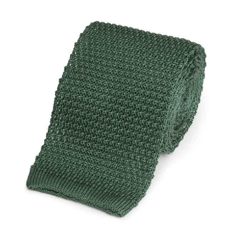 silk necktie styles for wedding parties-KNITTED SILK TIE IN RACING GREEN