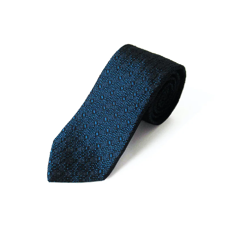 affordable silk necktie sets for wedding parties-Lattice Jacquard Tie (Indigo)