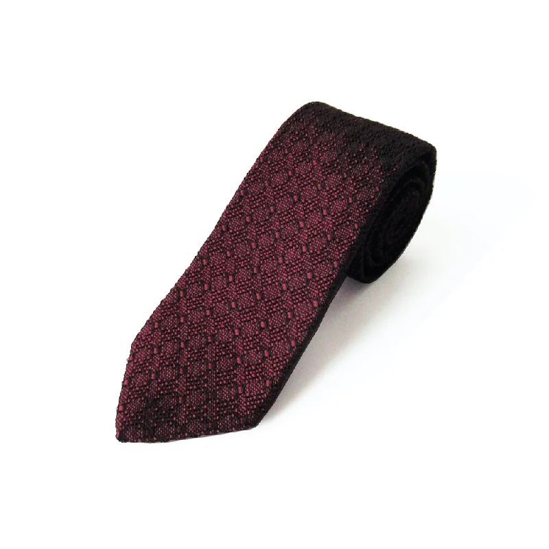 elegant office silk necktie designs for men-Lattice Jacquard Tie (Wine)