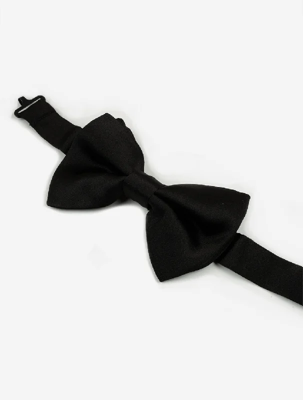 vibrant silk necktie designs for wedding events-Ready Tied Bow Tie Black