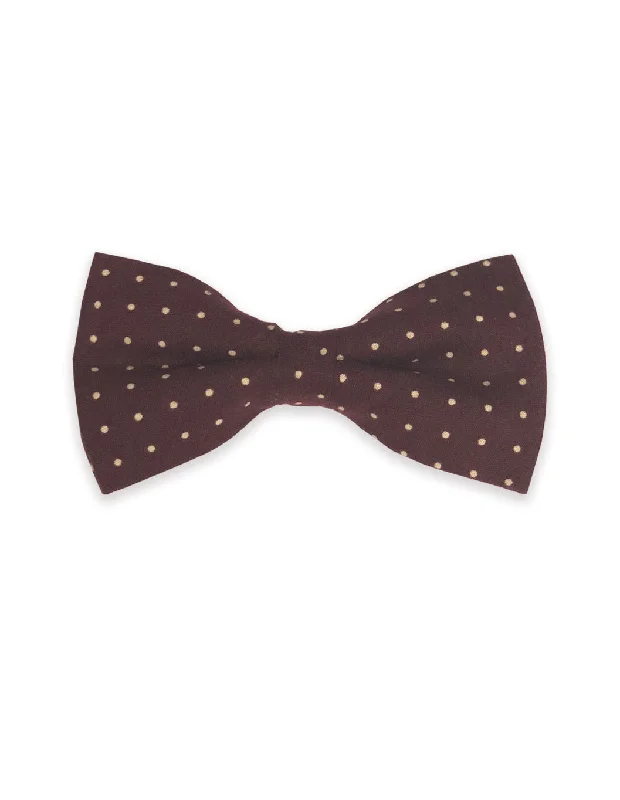 affordable silk wedding bow ties for men-Maroon Cotton Dots Bow Tie