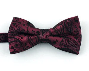 best silk necktie designs for business wear-Maroon Paisley Bow Tie