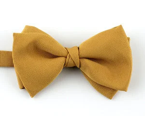 classic silk necktie combinations for office wear-Mustard Stripe Bow Tie