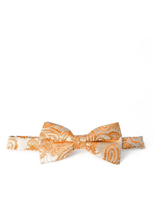 vibrant silk necktie combinations for business meetings-Orange Paisley Bow Tie