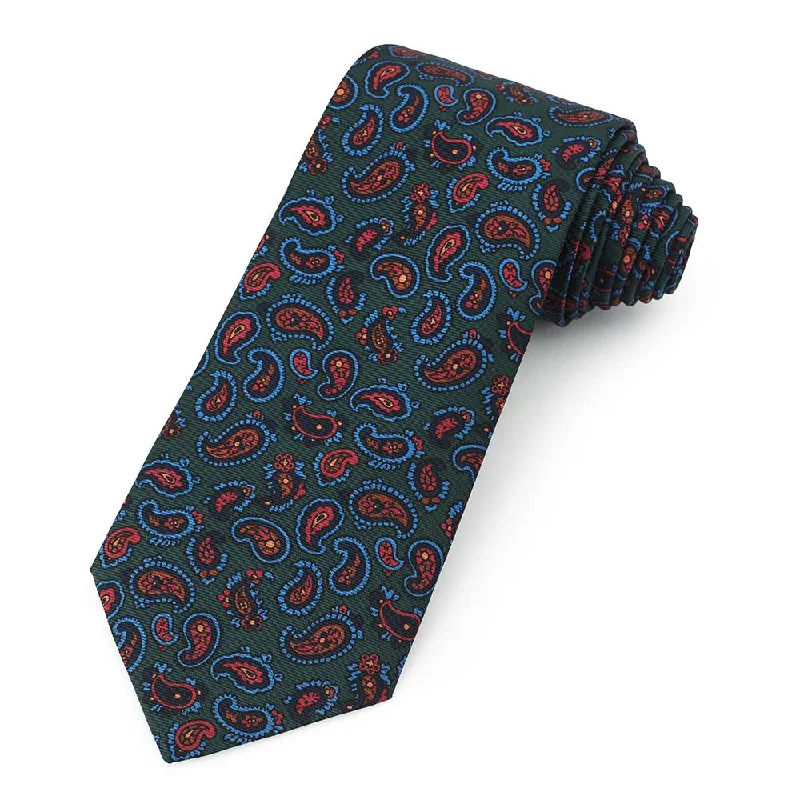 trendy silk wedding necktie ideas-PAISLEY ANCIENT MADDER SILK TIE IN GREEN