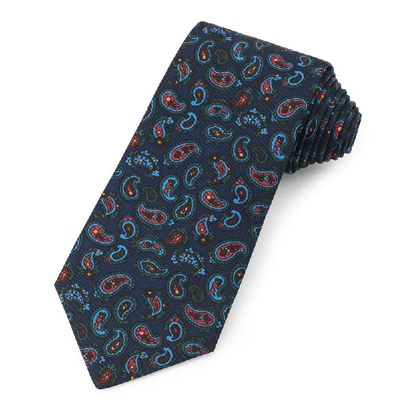 stylish silk necktie packs for office meetings-PAISLEY ANCIENT MADDER SILK TIE IN NAVY