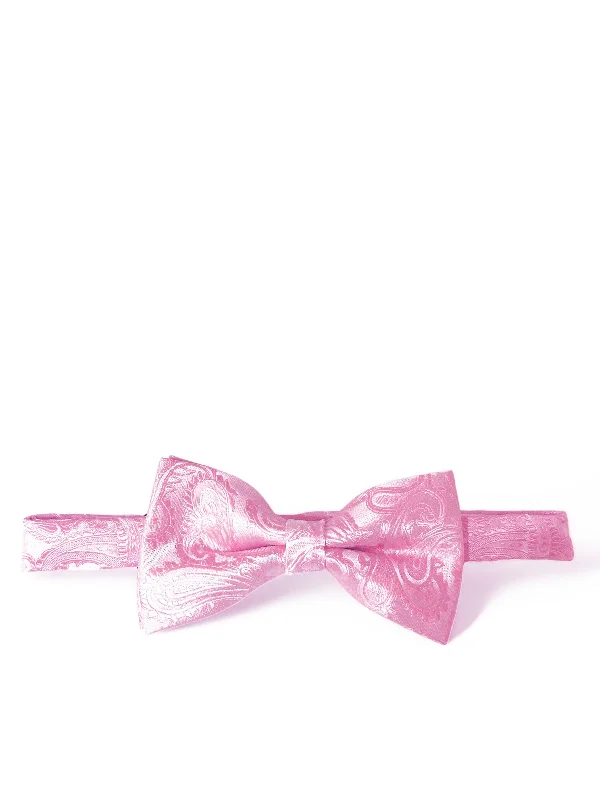 slim silk necktie designs for wedding parties-Pink Paisley Bow Tie