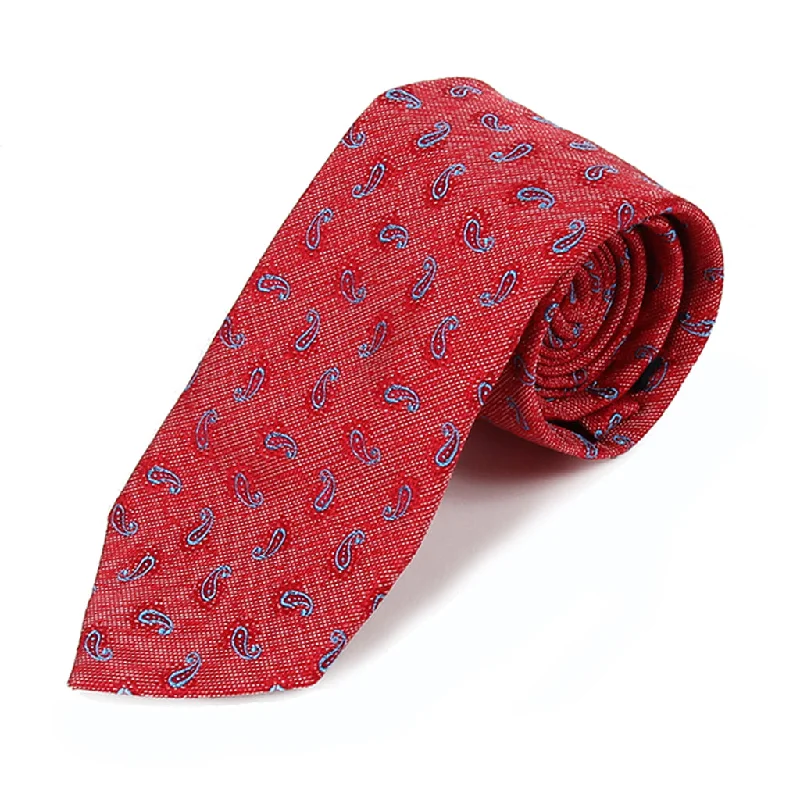 affordable designer silk necktie designs for office wear-Red Paisley Silk Tie