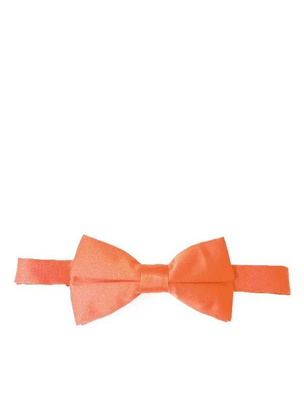 designer silk necktie ideas for business events-Solid Coral Pre-Tied Bow Tie