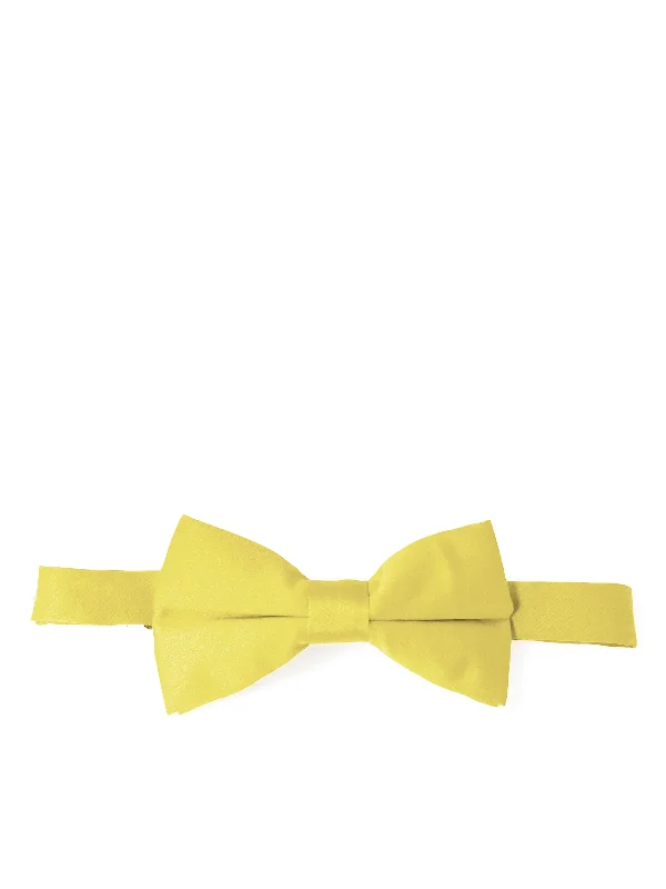 affordable silk necktie ideas for weddings-Solid Light Yellow Pre-Tied Bow Tie