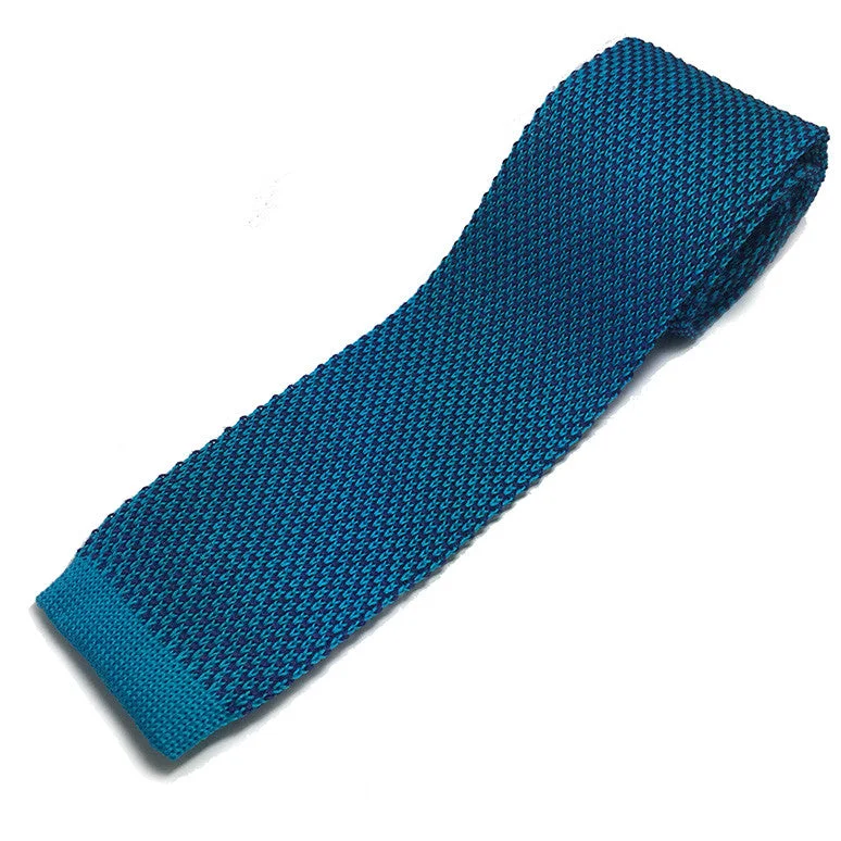 silk wedding necktie combinations for men-Teal Blue 2-tone Knitted Tie