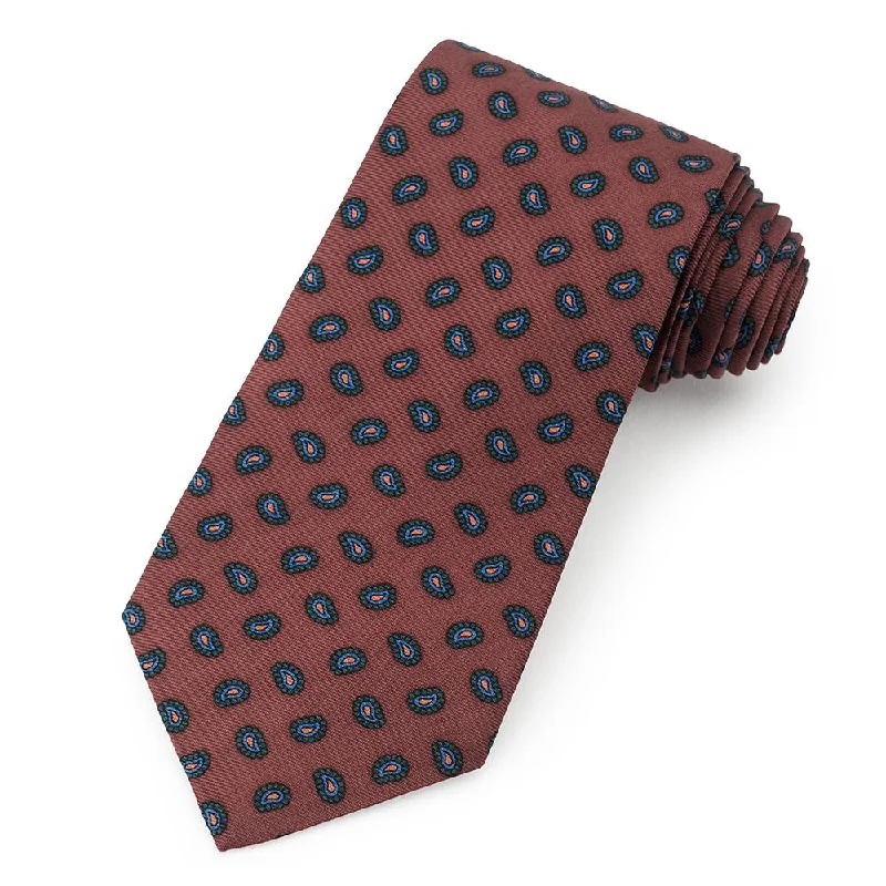 best silk necktie designs for business wear-TEARDROP ANCIENT MADDER SILK TIE IN BROWN