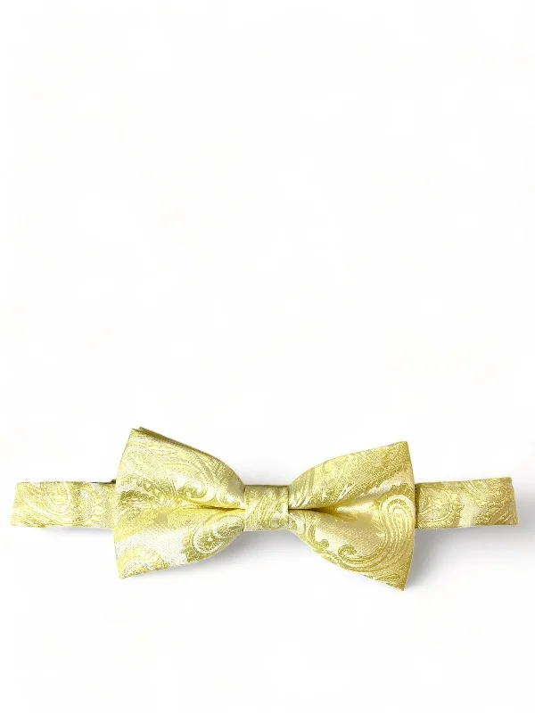 premium silk necktie combinations for office wear-Classic Yellow Paisley Bow Tie