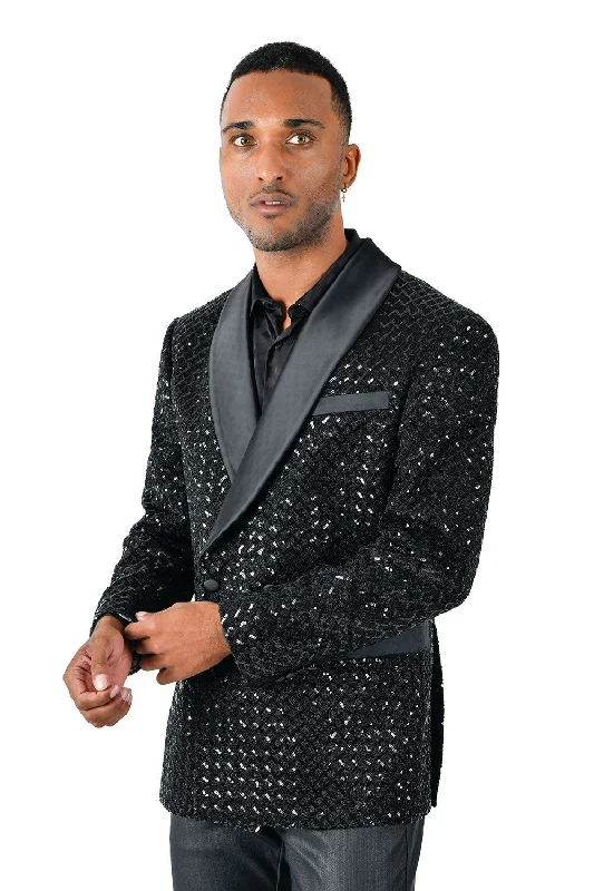 Men's wool tuxedo for evening gala -Black Sapphire Blazer