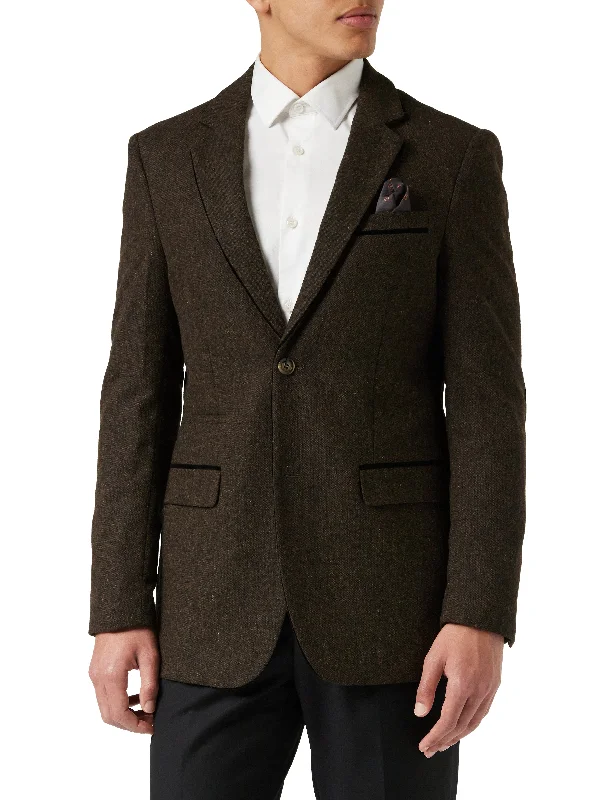 Men's premium tuxedo for formal dinner events -DANE - TWEED DARK BROWN BLAZER