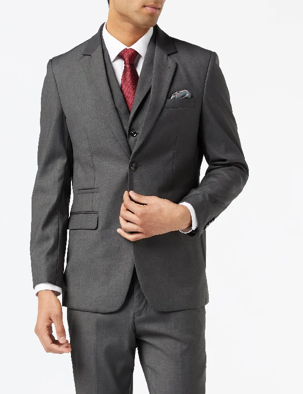 Men's modern tuxedo for business dinner party -GRAHAM - CHARCOAL BUSINESS JACKET & WAISTCOAT