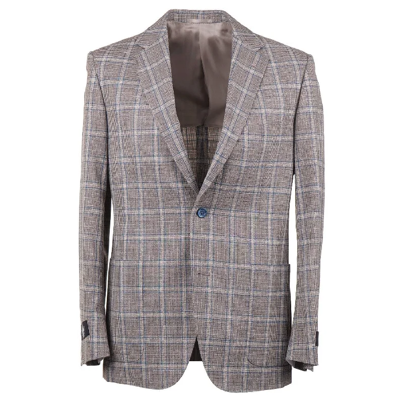 Men's modern tuxedo jacket for business reception -Belvest Slim-Fit Layered Check Wool-Silk Suit