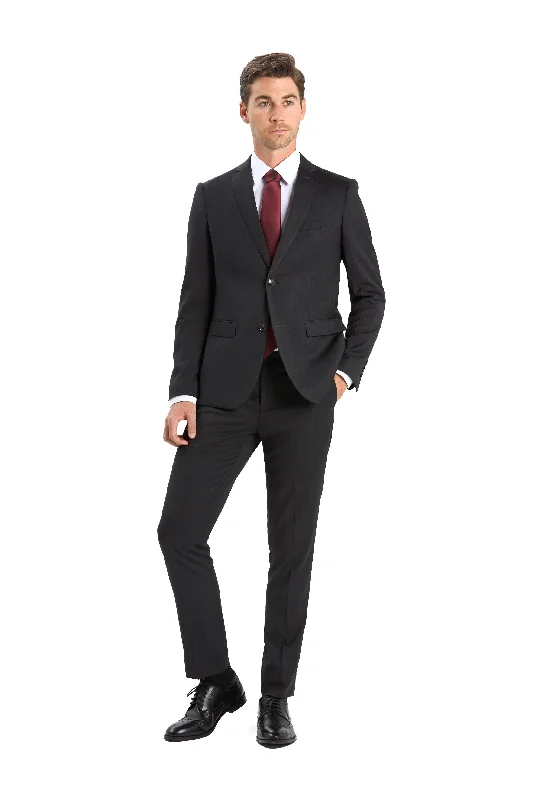 Men's formal tuxedo jacket for business dinner party -Charcoal Gray 2 Button Suit