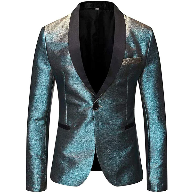 Men's classic tuxedo jacket for formal business event -Men's Flashy Suit with Grey and Blue Gradient Flash