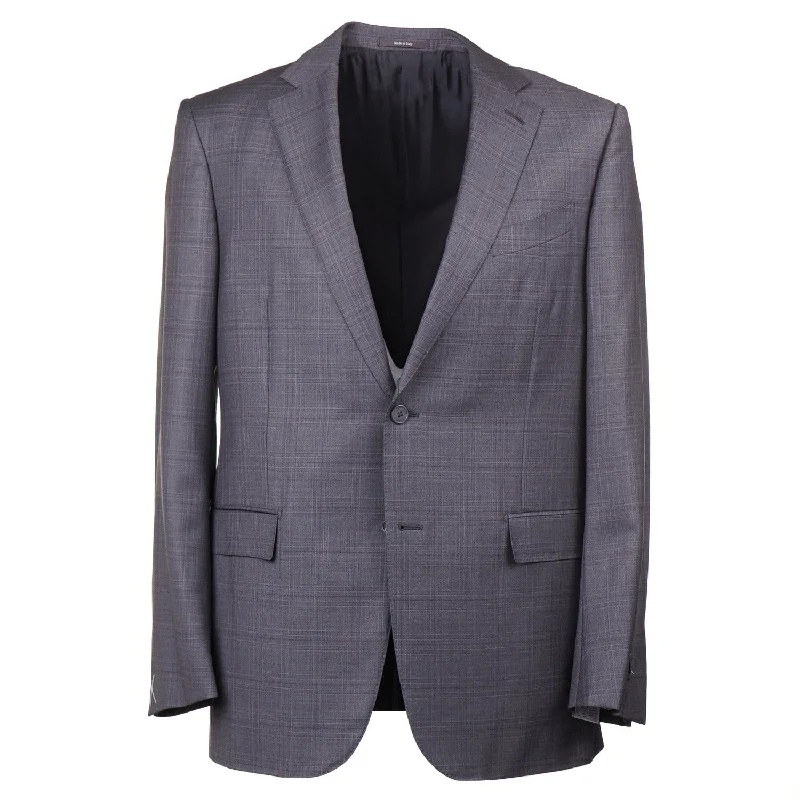 Men's luxury tuxedo jacket for business event -Ermenegildo Zegna Gray Check 'Trofeo' Wool Suit