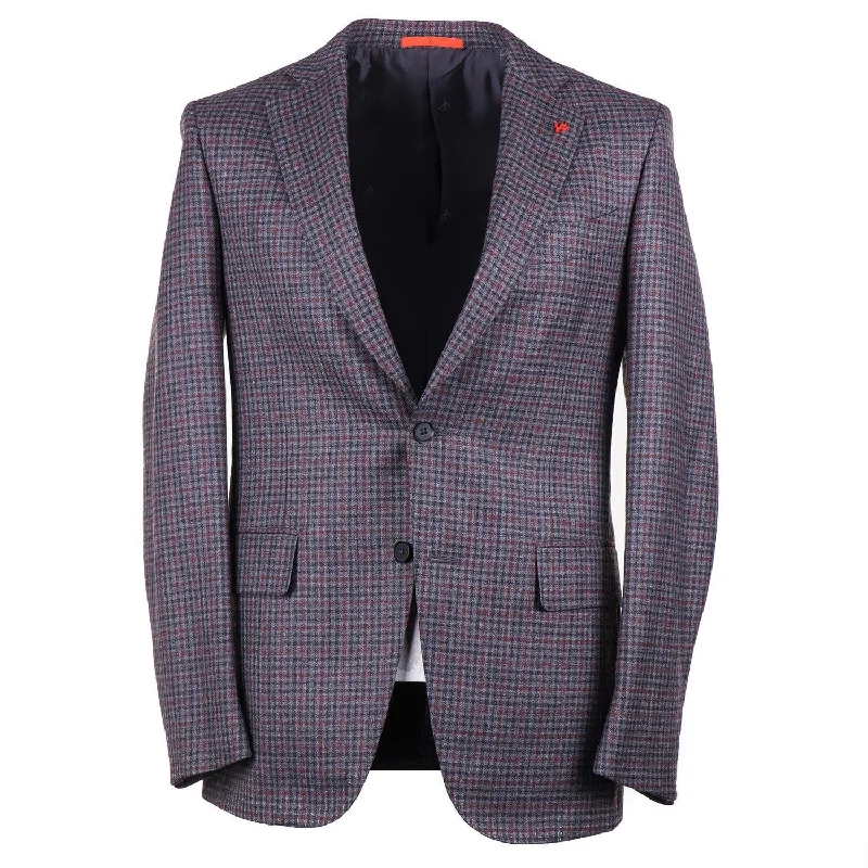 Men's premium tuxedo jacket for black tie office event -Isaia Damier Check Wool Suit