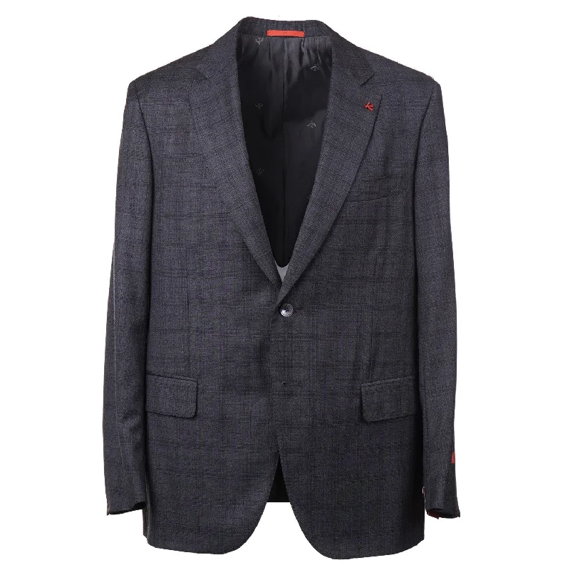 Men's slim fit tuxedo for special occasions -Isaia Extra-Slim Layered Check Wool Suit