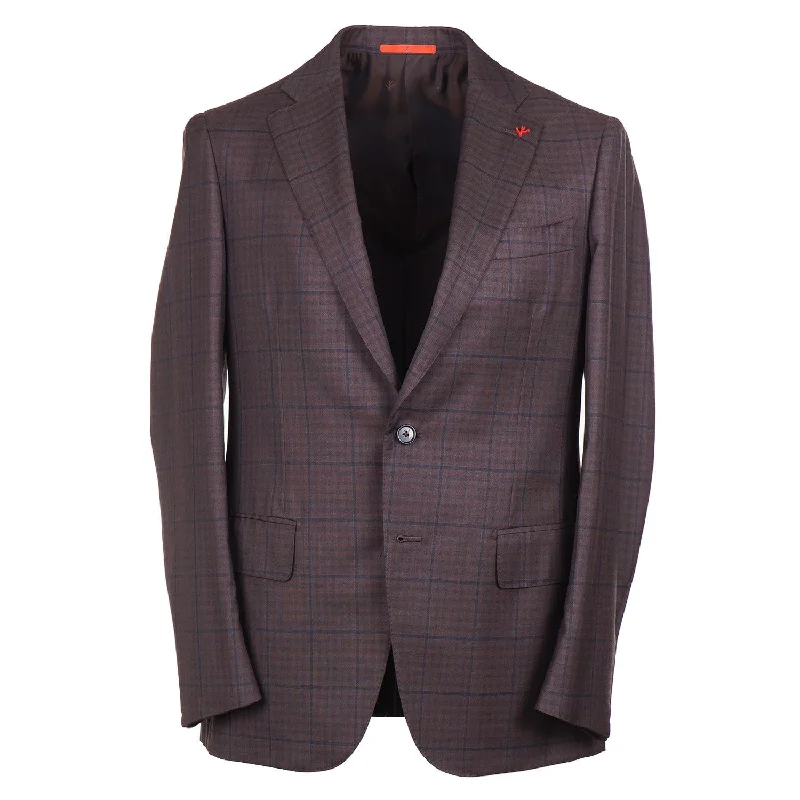 Men's tailored tuxedo jacket for special business party -Isaia Layered Check 140s Wool Suit