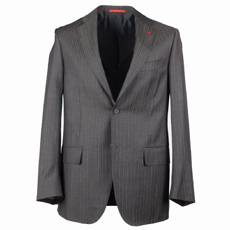 Men's tailored tuxedo with satin finish for wedding -Isaia Regular-Fit Wool Suit