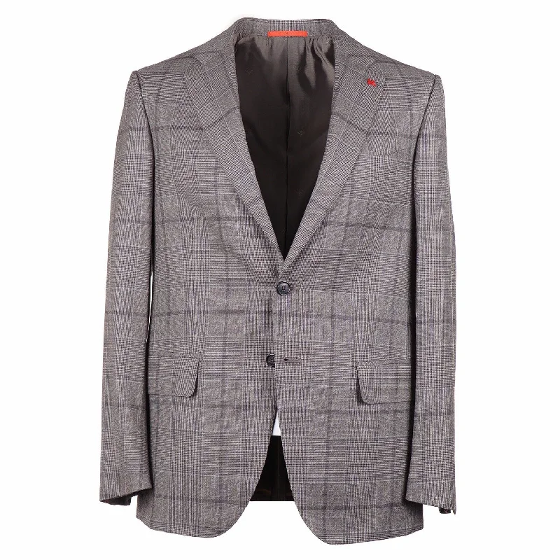 Men's premium tuxedo with satin collar for office dinner -Isaia 'Sanita' Layered Check Wool Suit