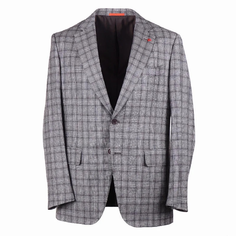 Men's modern tuxedo jacket for business reception -Isaia Slim-Fit Shadow Check Wool Suit