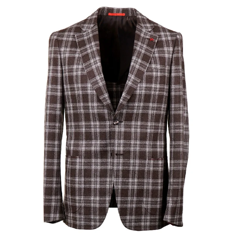 Men's premium tuxedo with satin collar for office dinner -Isaia Slim-Fit Soft Flannel Wool Suit