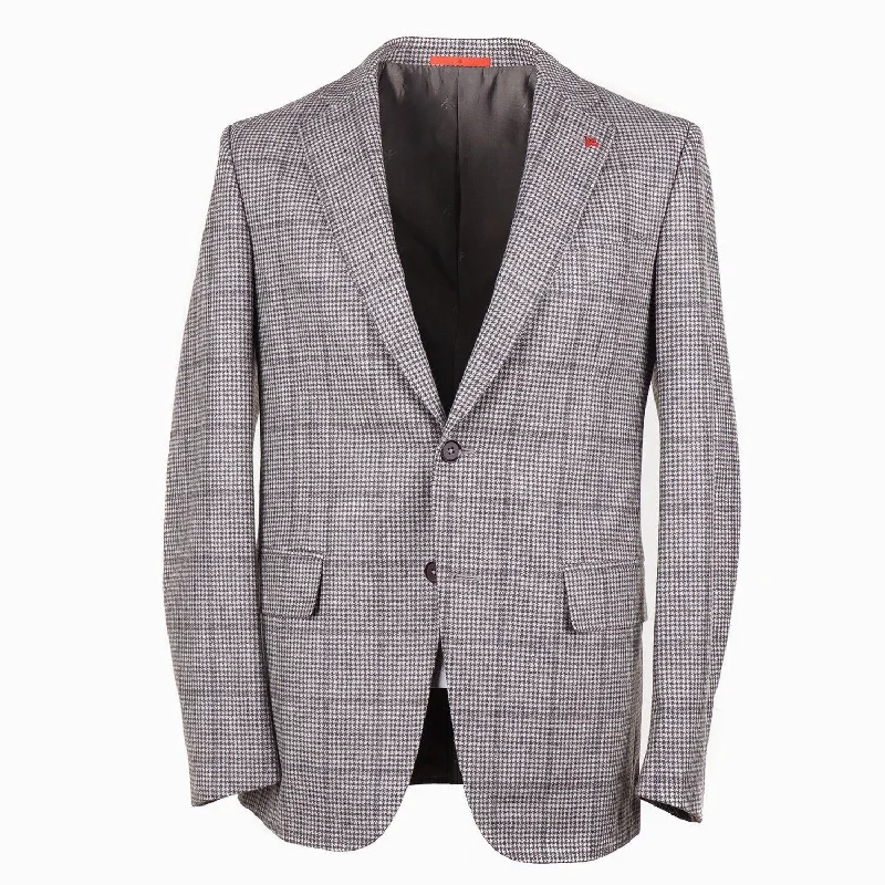 Men's designer tuxedo jacket for formal dinner -Isaia Soft-Woven Check Wool Suit