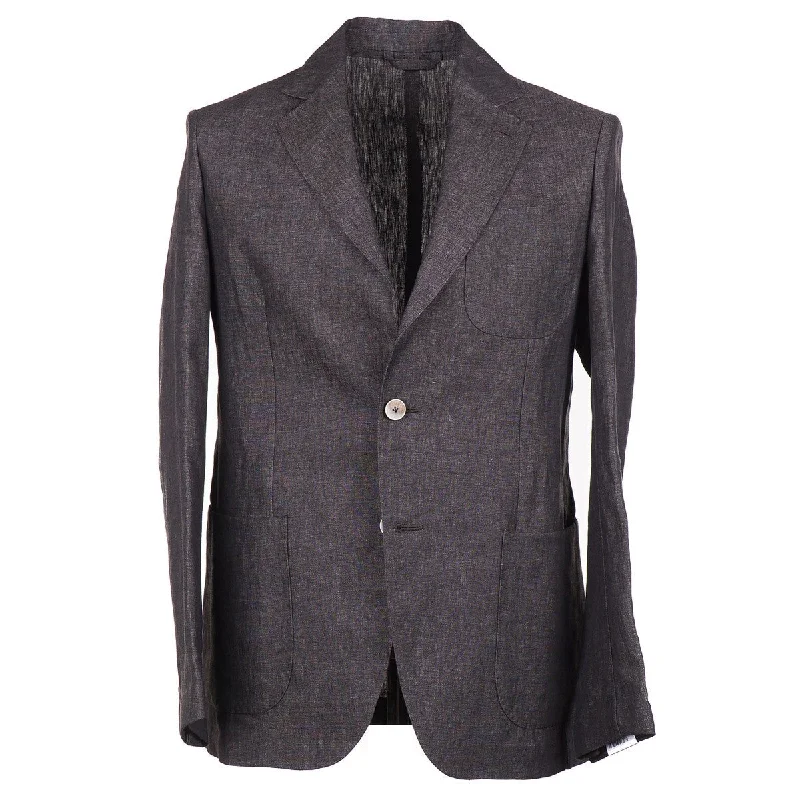 Men's slim fit tuxedo jacket for evening business party -Luigi Borrelli Unlined Linen Suit