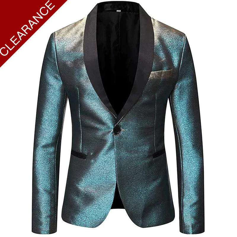 Men's slim fit tuxedo for evening event -Men's Flashy Suit with Grey and Blue Gradient Flash One Jacket