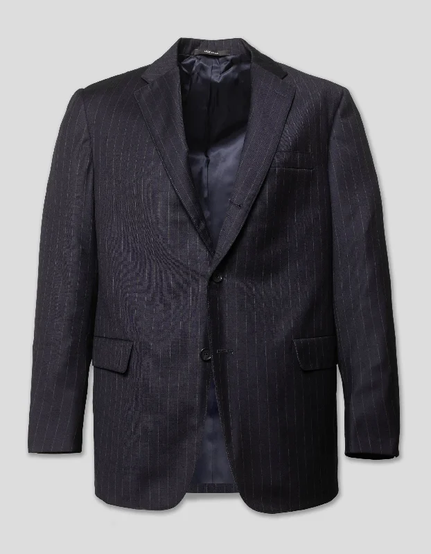 Men's premium tuxedo jacket for black tie office event -NAVY CHALKSTRIPE SUIT - CLASSIC FIT