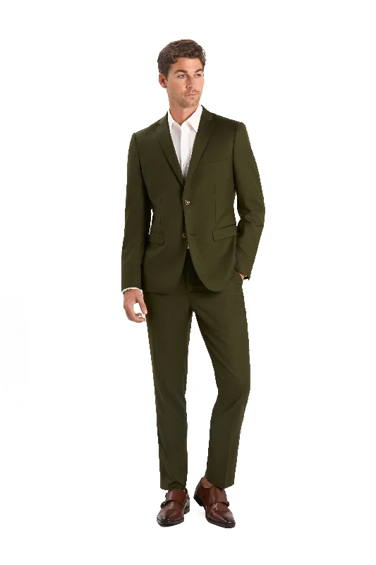 Men's wool tuxedo for black tie gala -Olive Green 2 Button Suit