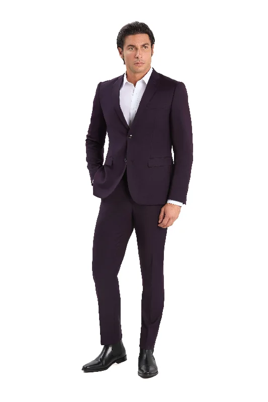 Men's slim fit tuxedo for business dinner party -Plum Purple 2 Button Suit