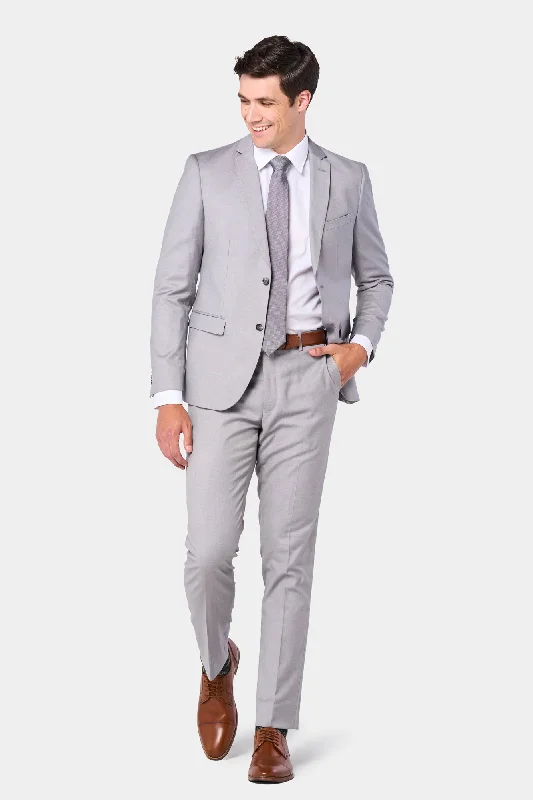 Men's slim fit tuxedo for black tie office event -Silver Gray 2 Button Suit